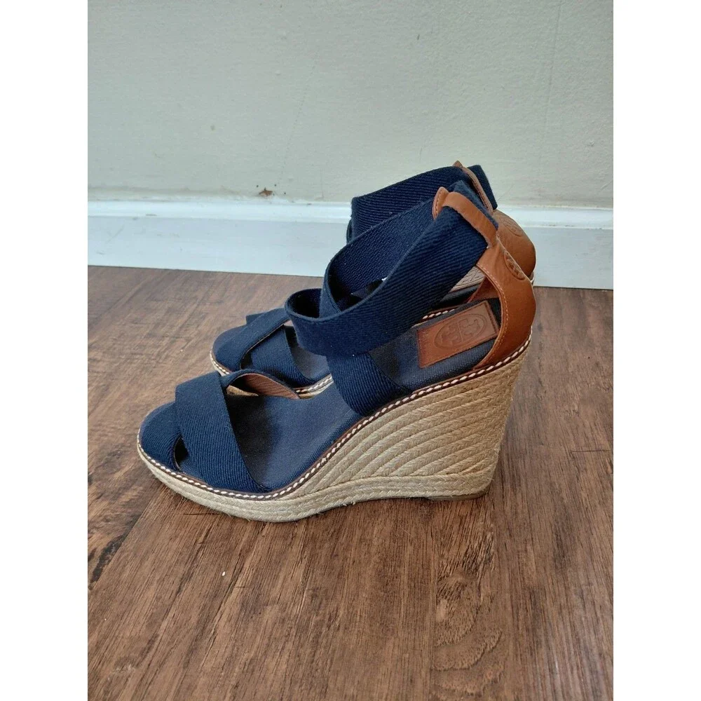 Tory burch sandals wedge heels size 10.5 Blue